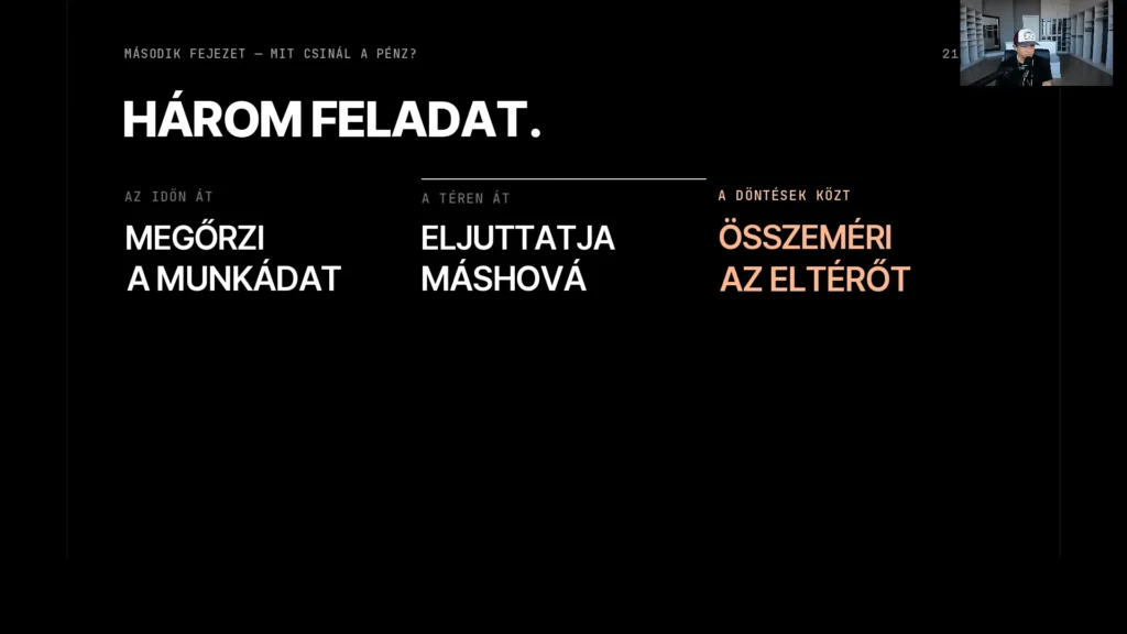 A pénz három feladata: megőrzi a munkádat, eljuttatja máshová, összeméri az eltérőt